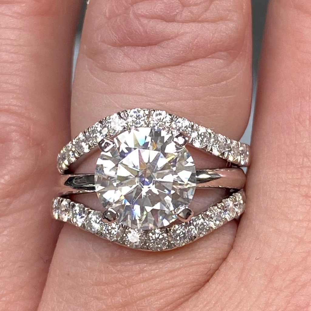 Certified 14k Gold 4 Carat Diamond 3 Piece Wedding Ring Set / Bridal Engagement